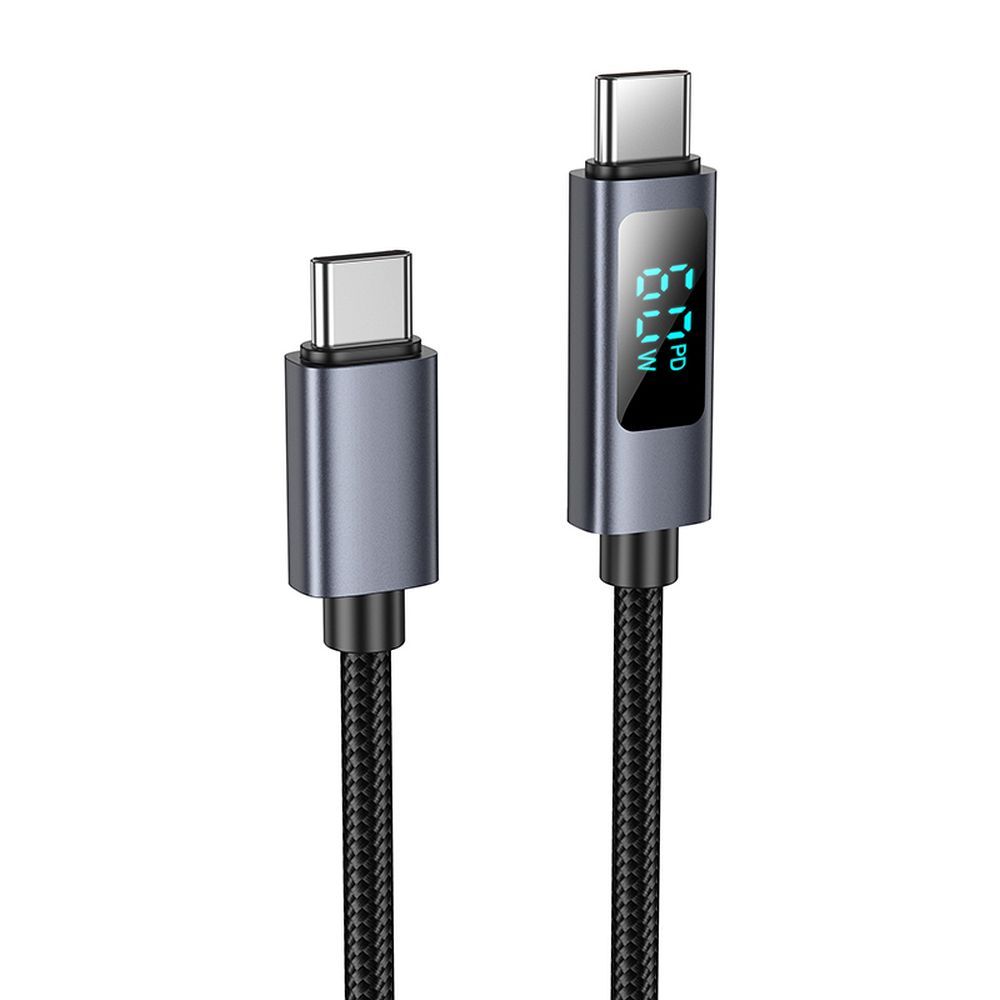 USB-C Daten- und Ladekabel - USB-C HOCO Display X112, 60W, 1m, Schwarz