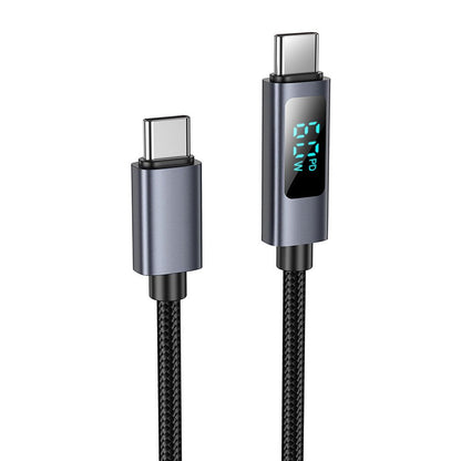 USB-C Daten- und Ladekabel - USB-C HOCO Display X112, 60W, 1m, Schwarz