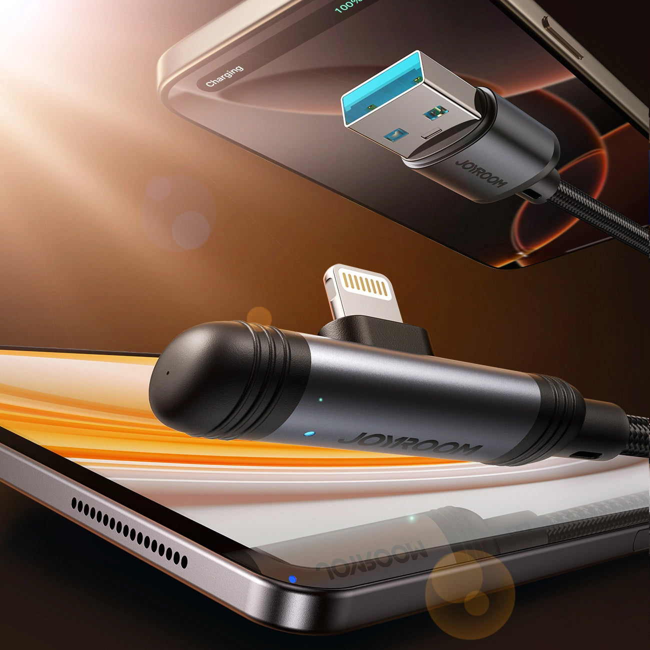 Daten- und Ladekabel USB-A - Lightning Joyroom S-A56 EnjoyX Angled, 18W, 1.2m, Schwarz