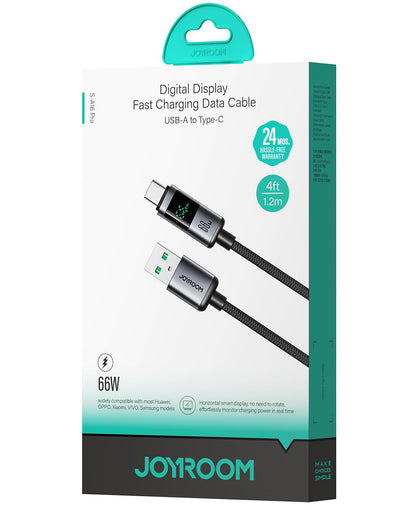 Daten- und Ladekabel USB-A - USB-C Joyroom S-A16 Pro Prism Display, 66W, 1.2m, Schwarz