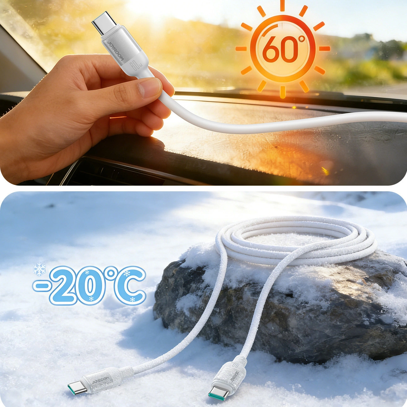 USB-C Data and Charging Cable - USB-C Joyroom S-A62 Lively, 60W, 1.2m, White
