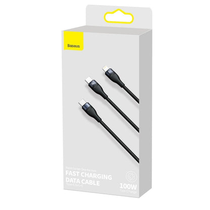 USB-C - Lightning / USB-C Baseus Flash Series 2in1 Daten- und Ladekabel, 100W, 1,2m, Schwarz CA1T2-F01