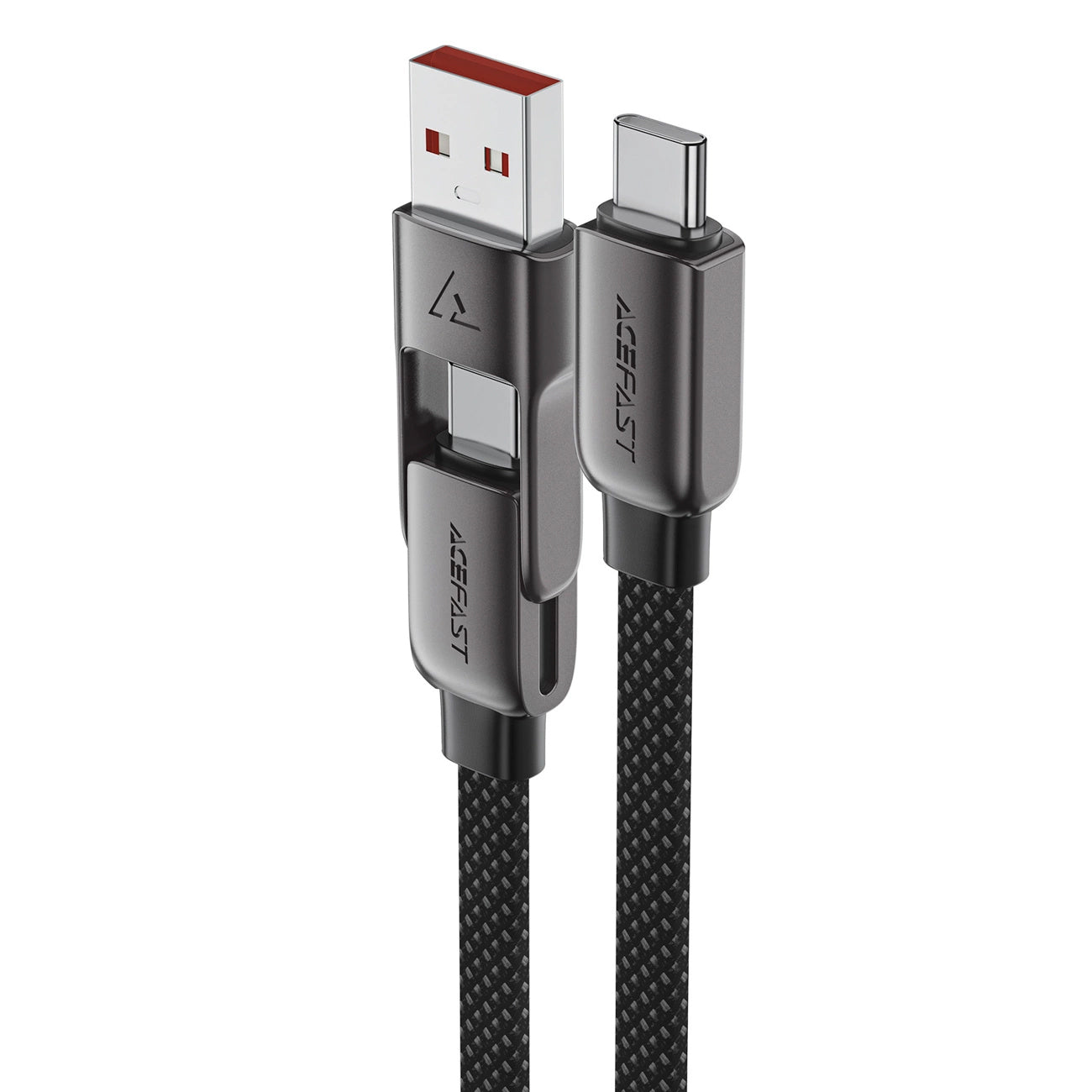 Daten- und Ladekabel USB-C - USB-A / USB-C Acefast C13-05, 60W, 0.2m, Schwarz