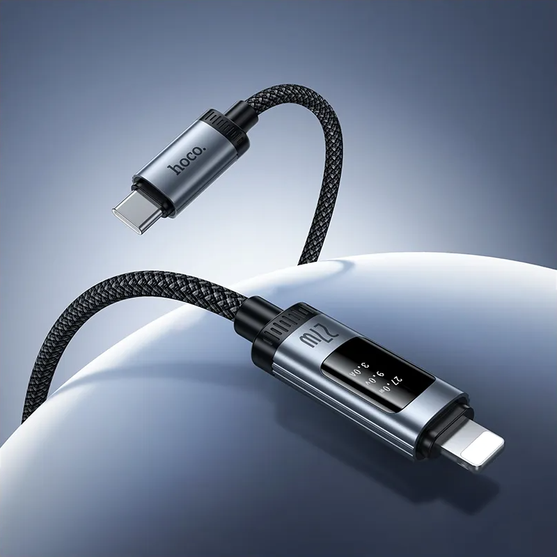 Daten- und Ladekabel USB-C - Lightning HOCO Display U148, 27W, 1.2m, Schwarz