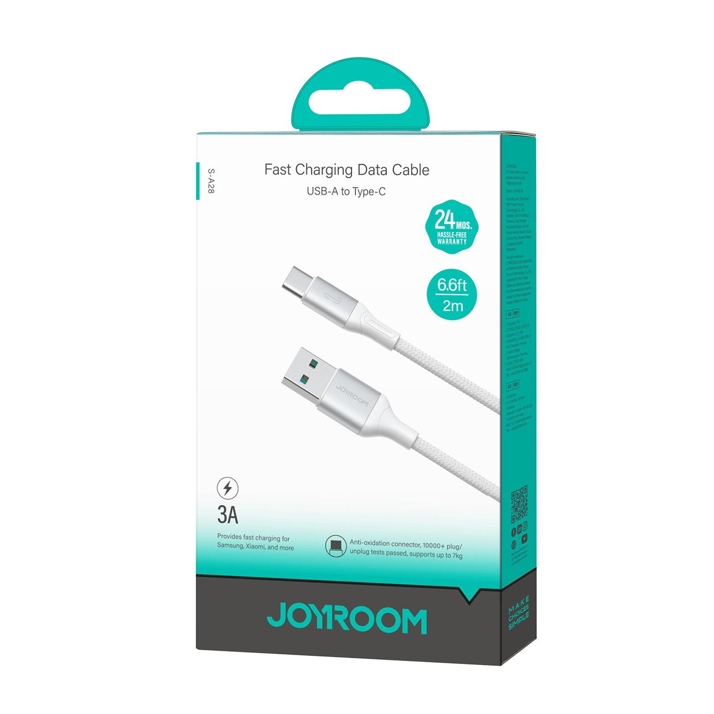 Daten- und Ladekabel USB-A - USB-C Joyroom S-A28 Flash, 30W, 2m, Weiß