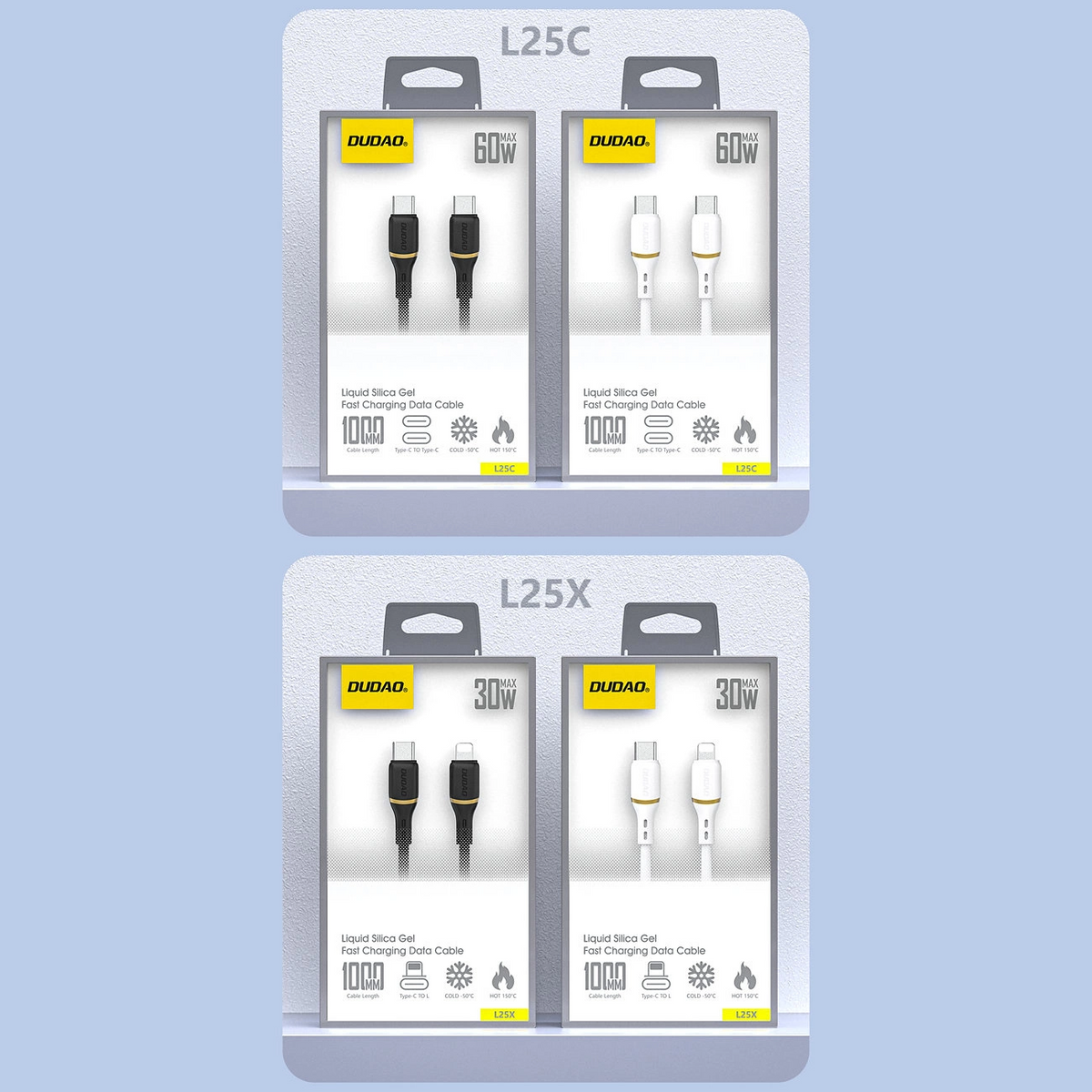 Daten- und Ladekabel USB-C - USB-C Dudao L25C, 30W, 1m, Weiß
