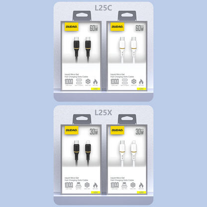 Daten- und Ladekabel USB-C - USB-C Dudao L25C, 30W, 1m, Weiß