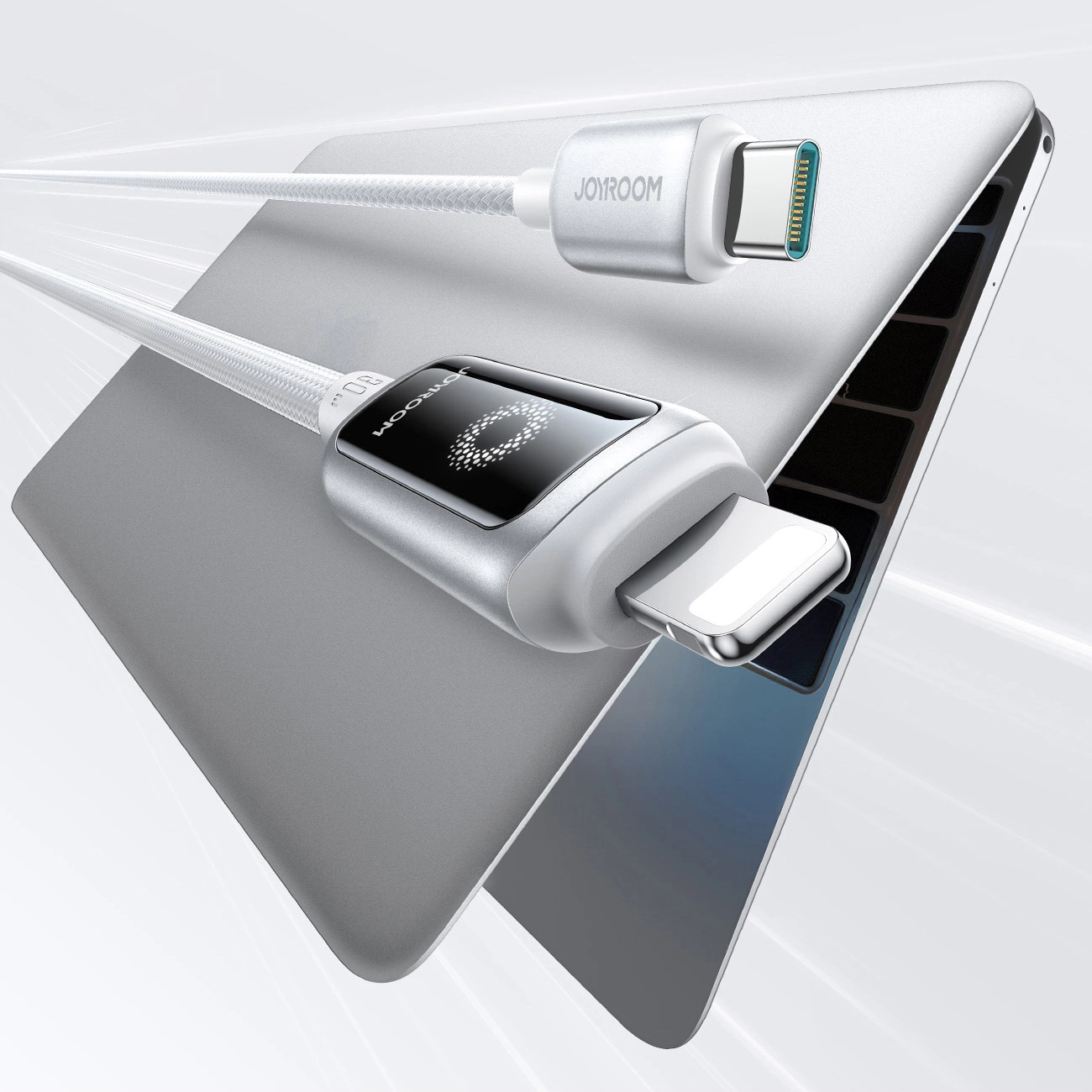 USB-C - Lightning Lade- und Datenkabel Joyroom S-A55 StarFlight Display, 30W, 1,2m, Weiß