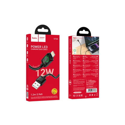 Daten- und Ladekabel USB-A - Lightning HOCO U146, 12W, 1.2m, Schwarz