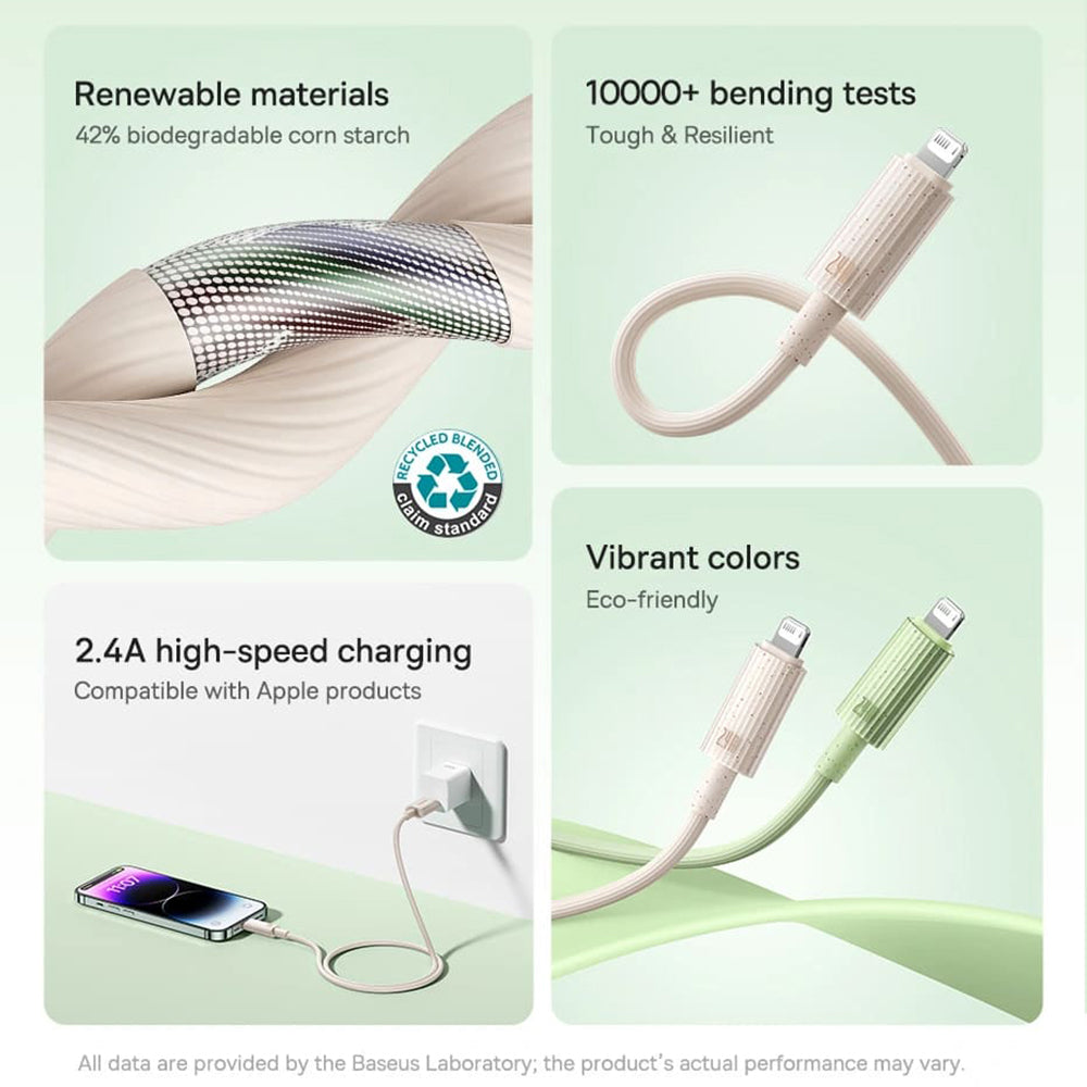 Daten- und Ladekabel USB-A - Lightning Baseus Habitat, 18W, 2m, Grün P10360200631-01