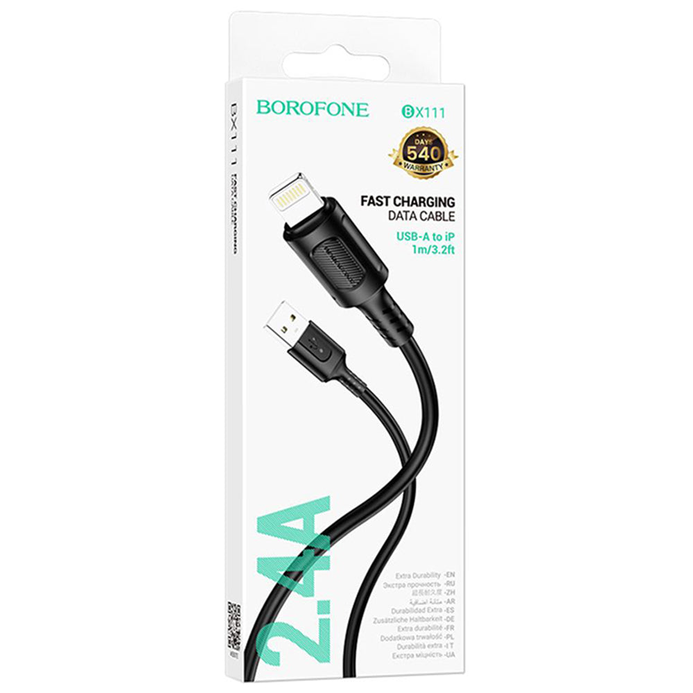 Daten- und Ladekabel USB-A - Lightning Borofone BX111 Feliz, 18W, 1m, Schwarz