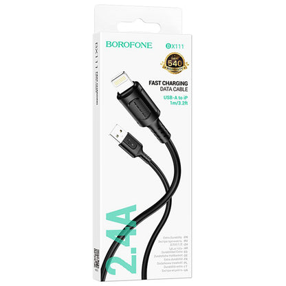 Daten- und Ladekabel USB-A - Lightning Borofone BX111 Feliz, 18W, 1m, Schwarz