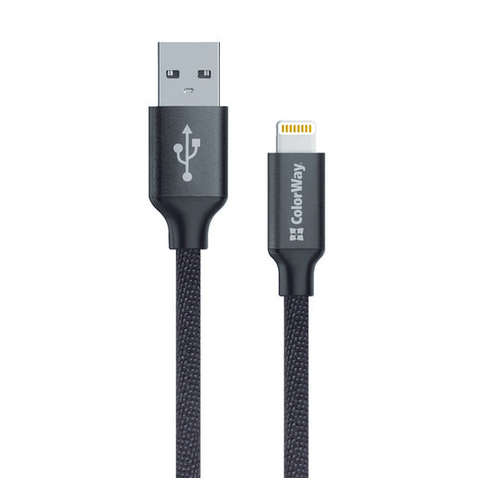 Daten- und Ladekabel USB-A - Lightning ColorWay CW-CBUL004, 18W, 1m, Schwarz