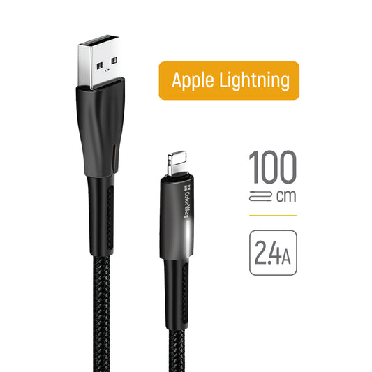 Daten- und Ladekabel USB-A - Lightning ColorWay CW-CBUL035, 18W, 1m, Schwarz