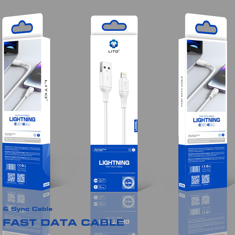 Daten- und Ladekabel USB-A - Lightning Lito LD06L, 18W, 1m, Weiß