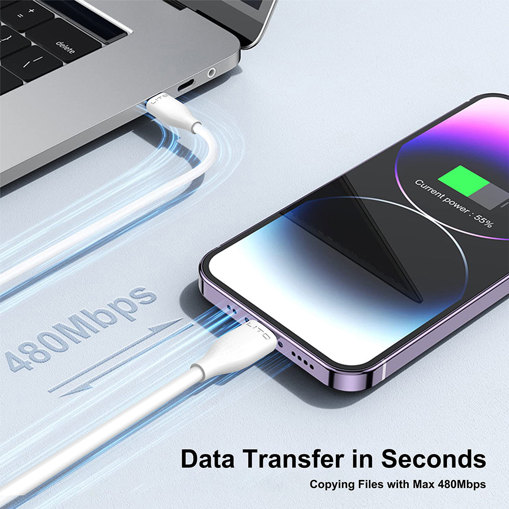 Daten- und Ladekabel USB-A - microUSB Lito LD03V, 18W, 1m, Weiß