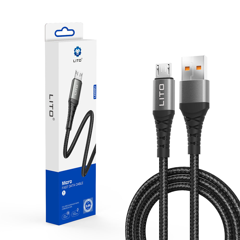Daten- und Ladekabel USB-A - microUSB Lito LD08V, 18W, 1m, Schwarz