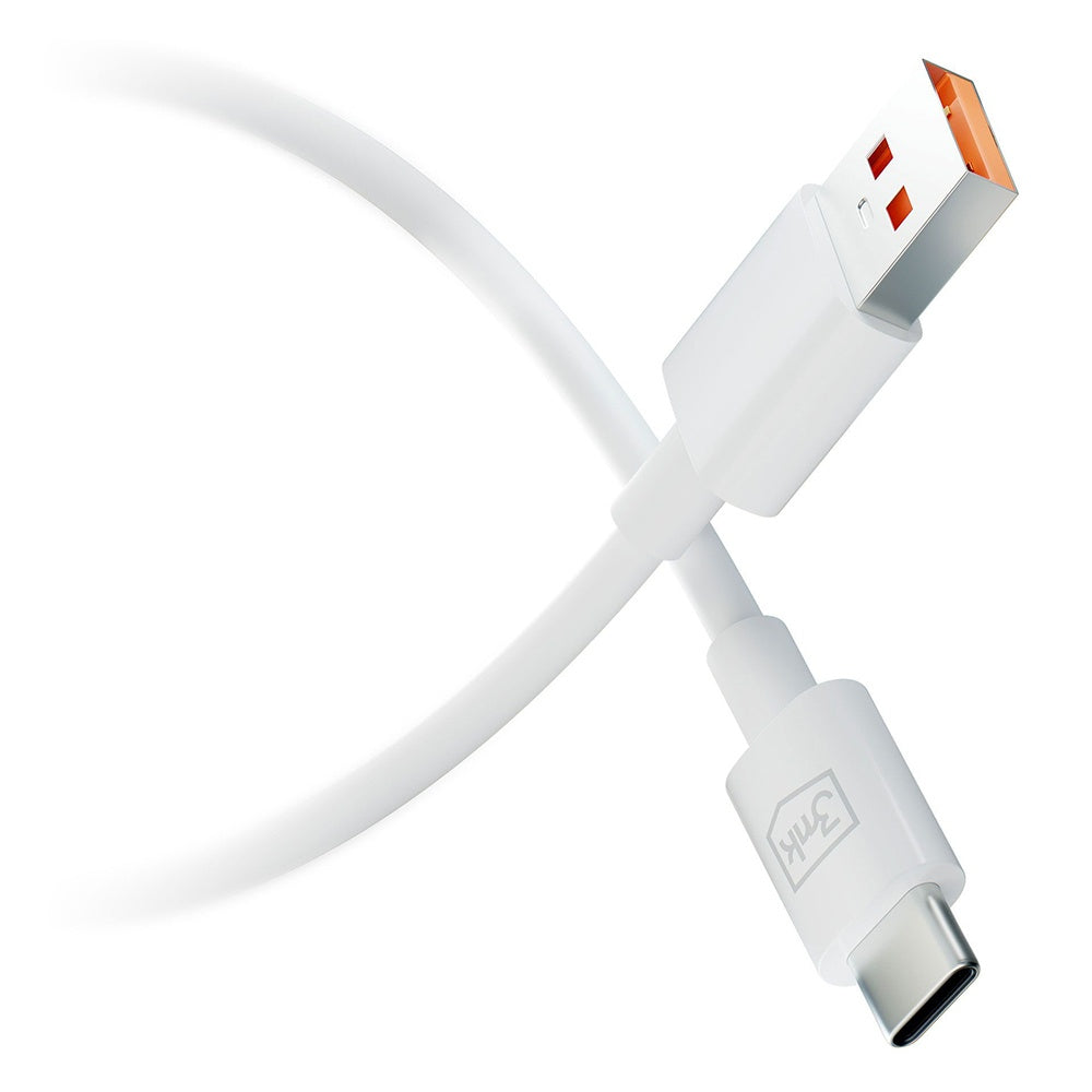 USB-A to USB-C Data and Charging Cable 3MK Hyper, 60W, 1.2m, White