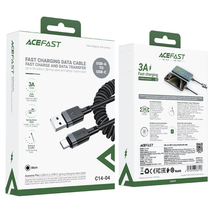 USB-A to USB-C Acefast C14-04 Data and Charging Cable, 18W, 1.2m, Black