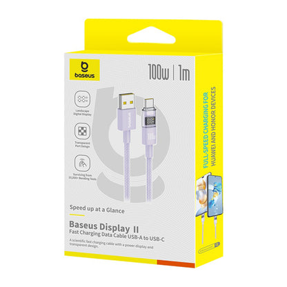 Daten- und Ladekabel USB-A - USB-C Baseus Display 2, 100W, 1m, Lila P10382701511-00