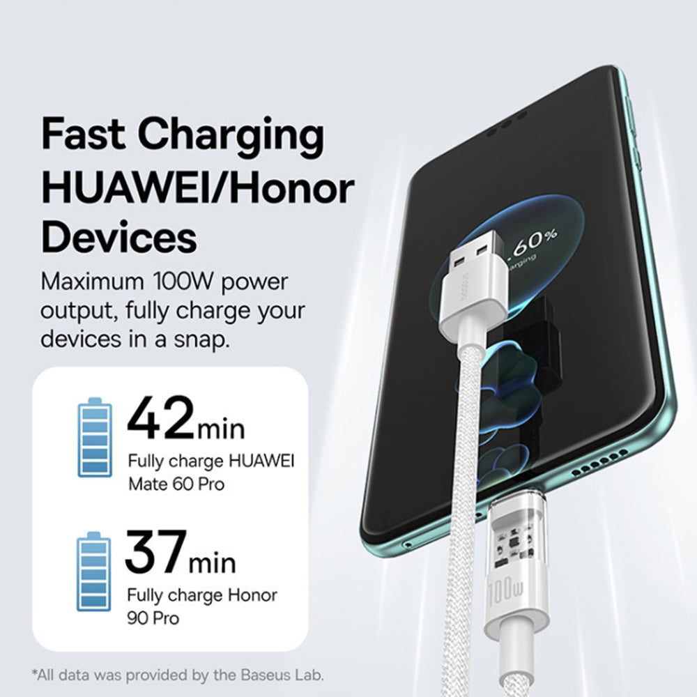 Daten- und Ladekabel USB-A - USB-C Baseus Gem, 100W, 2m, Weiß P10373002211-01