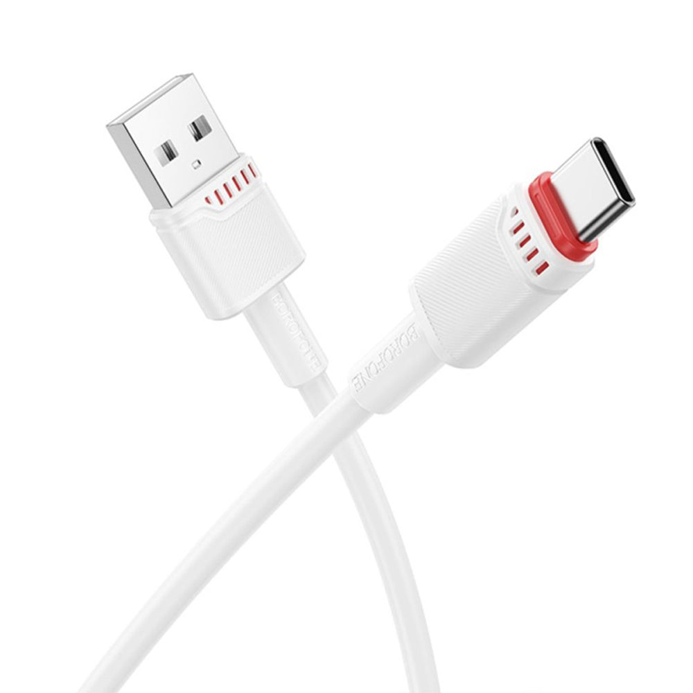 USB-A to USB-C Data and Charging Cable Borofone BX110 Beneficio, 18W, 1m, White