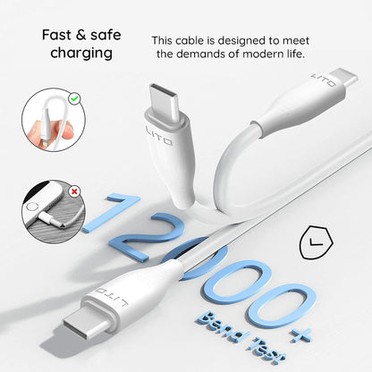 Daten- und Ladekabel USB-A - USB-C Lito LD03T, 18W, 1m, Weiß