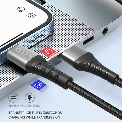 Daten- und Ladekabel USB-A - USB-C Lito LD08T, 18W, 1m, Schwarz