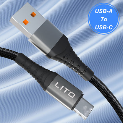 Daten- und Ladekabel USB-A - USB-C Lito LD08T, 18W, 1m, Schwarz