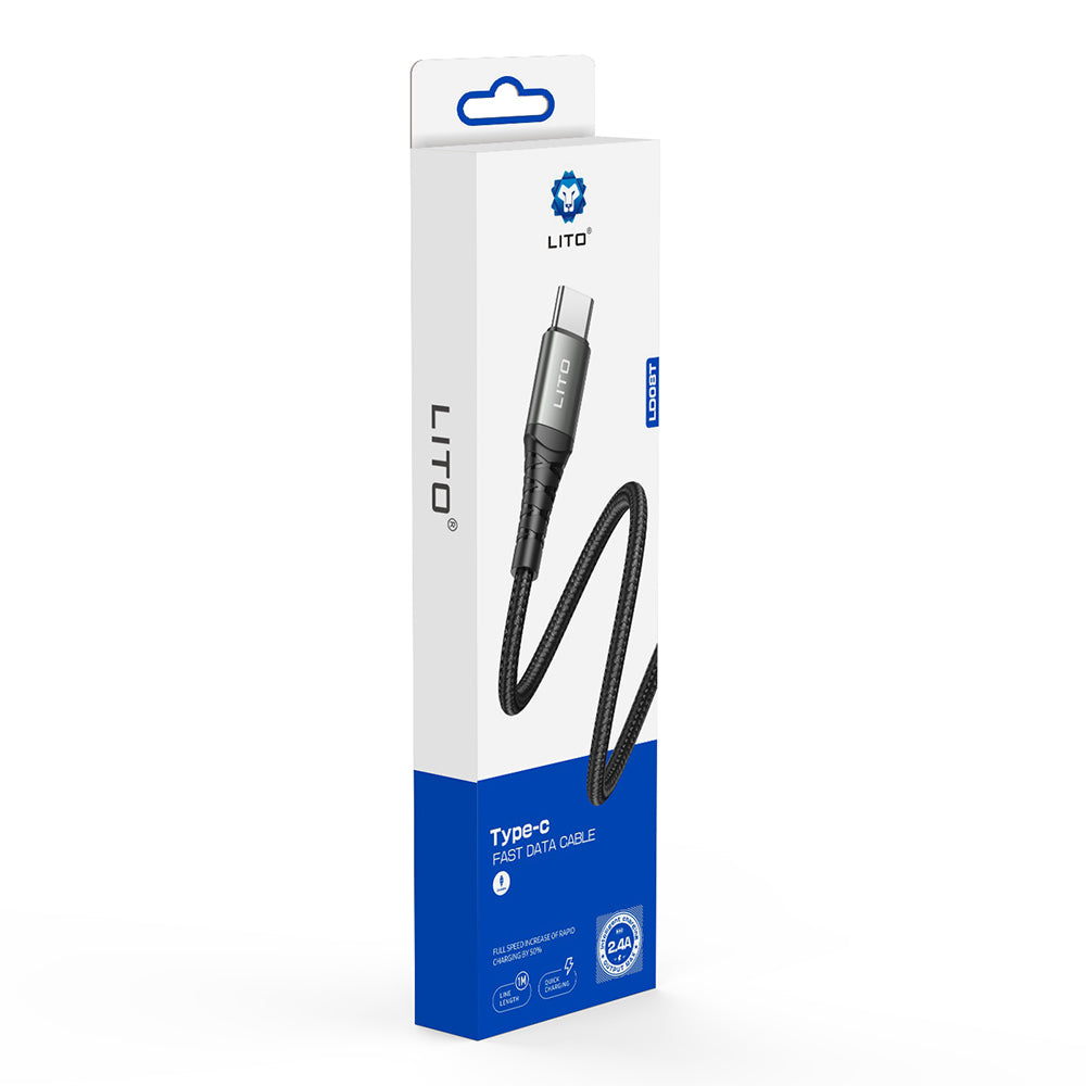 Daten- und Ladekabel USB-A - USB-C Lito LD08T, 18W, 1m, Schwarz