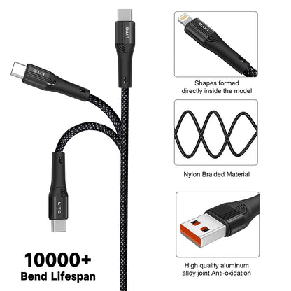 Daten- und Ladekabel USB-A - USB-C Lito LD14, 60W, 1m, Schwarz