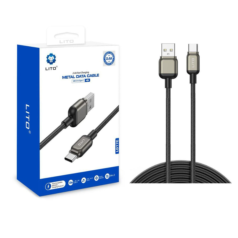 Daten- und Ladekabel USB-A - USB-C Lito LD17, 18W, 1m, Schwarz