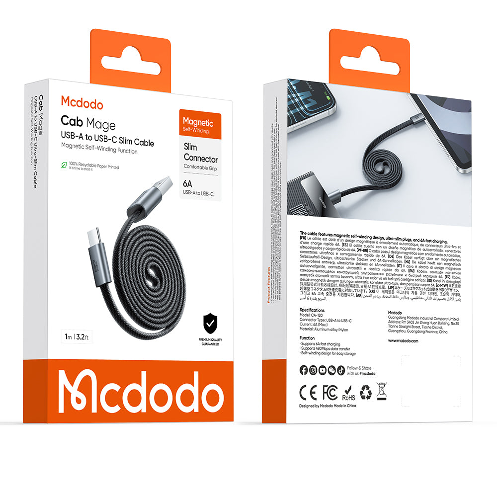 Daten- und Ladekabel USB-A - USB-C McDodo CA-1200, 60W, 1m, Schwarz