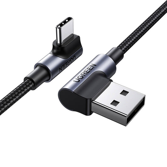 Daten- und Ladekabel USB-A - USB-C UGREEN US176 Angled, 18W, 3m, Grau