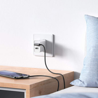 Daten- und Ladekabel USB-A - USB-C UGREEN US176 Angled, 18W, 3m, Grau