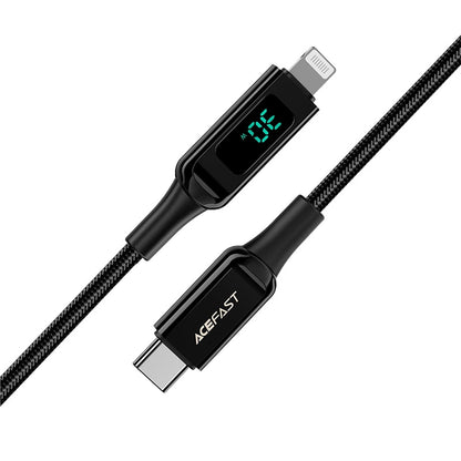 USB-C - Lightning Daten- und Ladekabel Acefast C6-01 Display, 20W, 1,2m, Schwarz