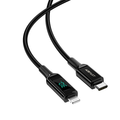 USB-C - Lightning Daten- und Ladekabel Acefast C6-01 Display, 20W, 1,2m, Schwarz