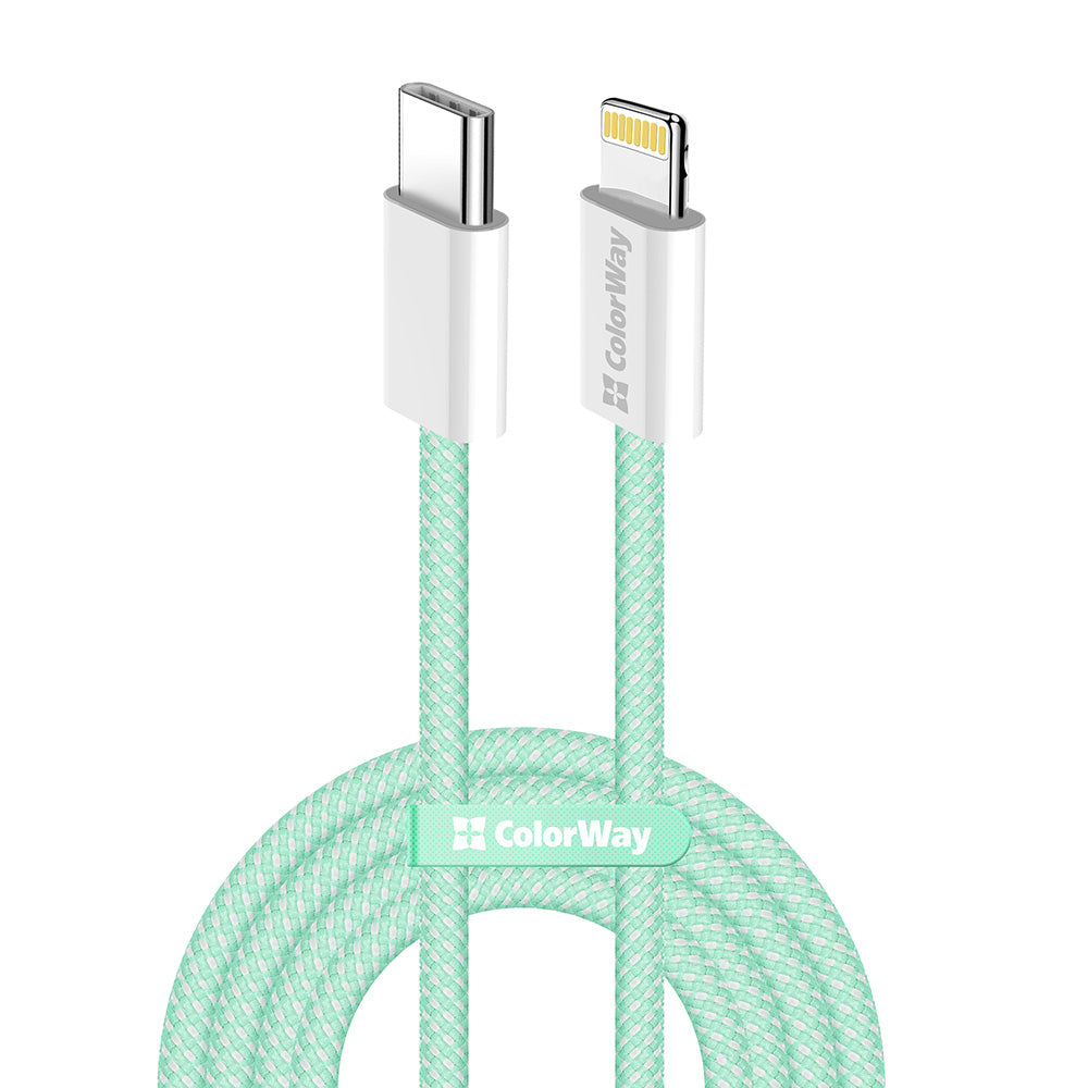 USB-C - Lightning Daten- und Ladekabel ColorWay CW-CBPDCL061, 27W, 1m, Grün