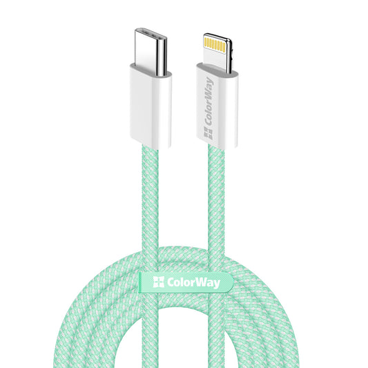 USB-C - Lightning Daten- und Ladekabel ColorWay CW-CBPDCL061, 27W, 1m, Grün