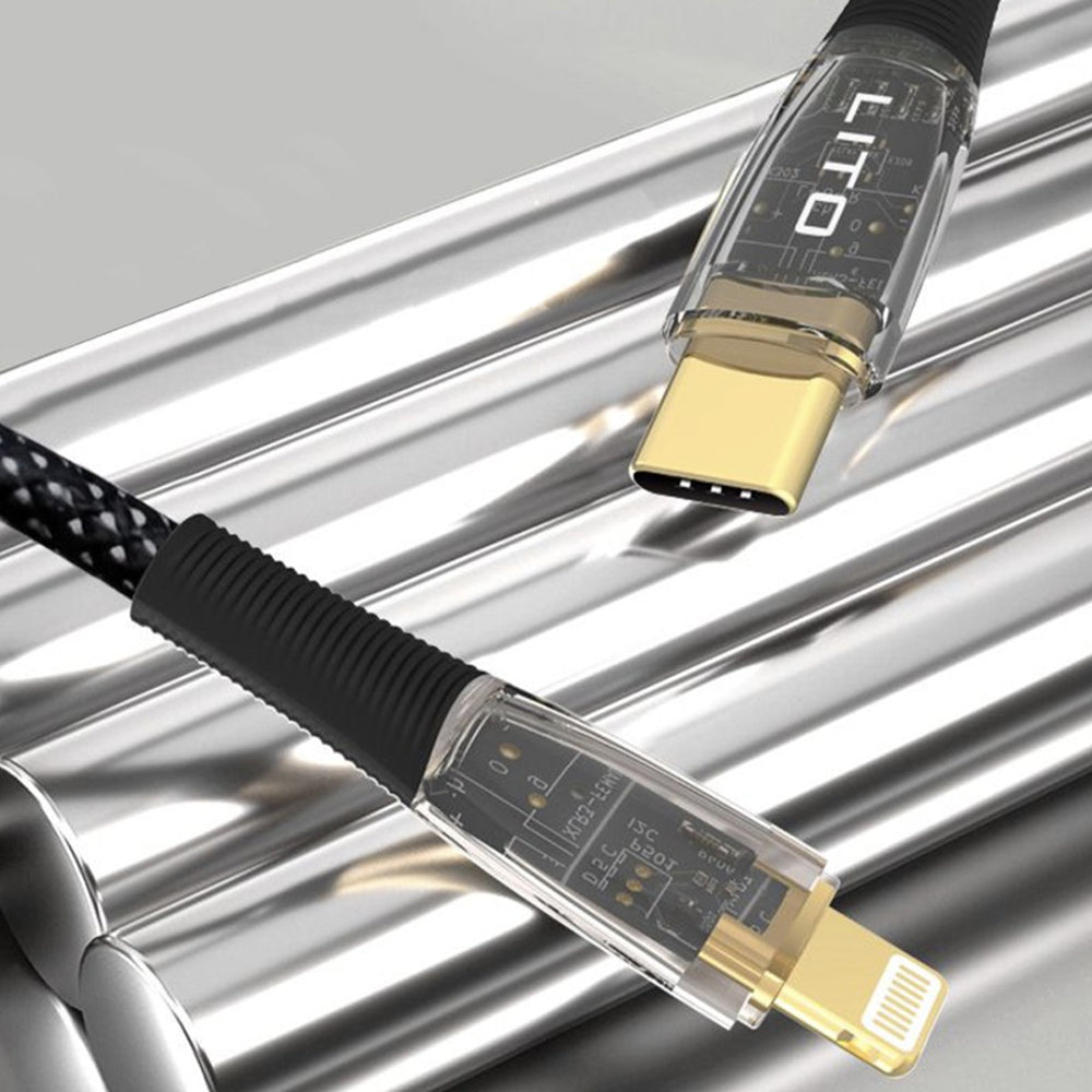 Daten- und Ladekabel USB-C - Lightning Lito LD01, 27W, 1.2m, Schwarz
