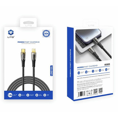 Daten- und Ladekabel USB-C - Lightning Lito LD01, 27W, 1.2m, Schwarz