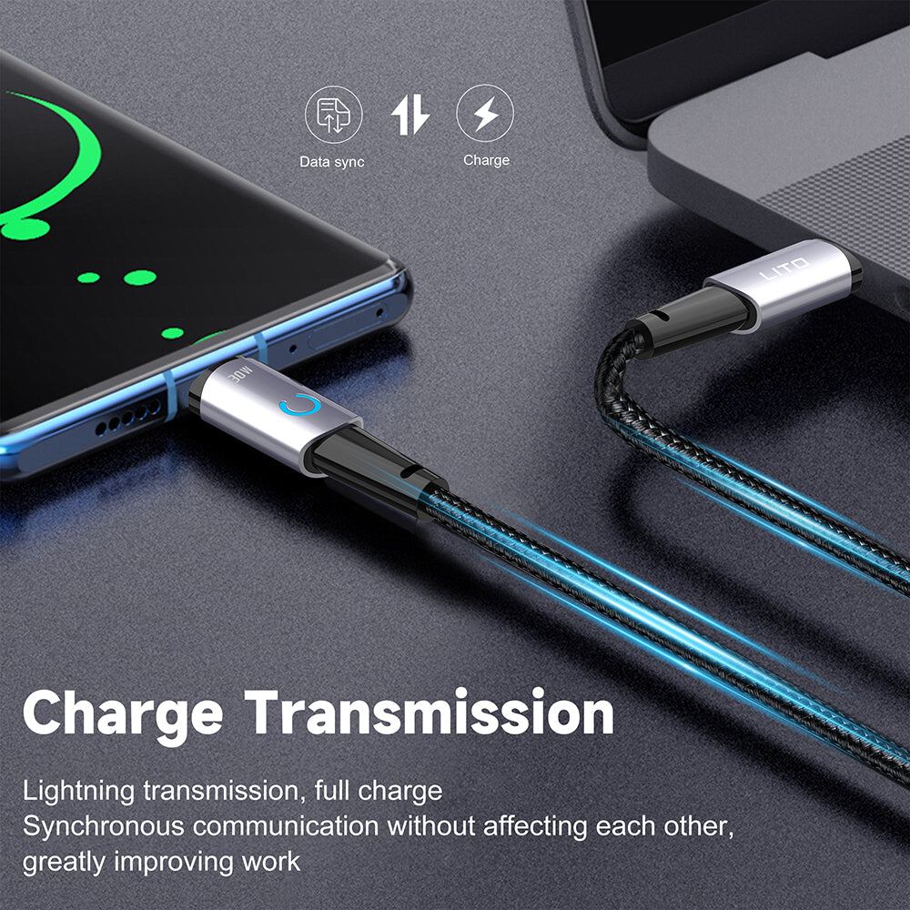 Daten- und Ladekabel USB-C - Lightning Lito LD10CL, 30W, 1m, Schwarz