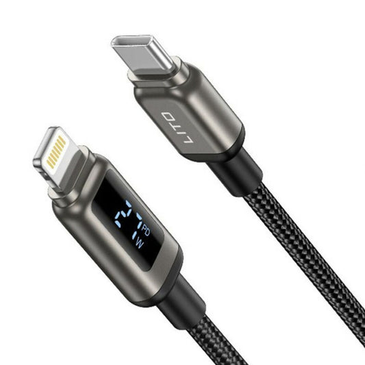 Daten- und Ladekabel USB-C - Lightning Lito LD15 Display, 27W, 1m, Schwarz