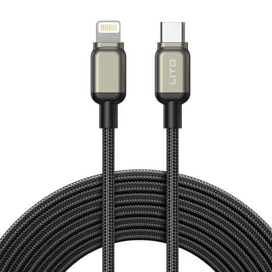 Daten- und Ladekabel USB-C - Lightning Lito LD17, 20W, 1m, Schwarz