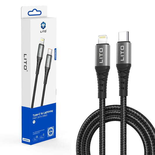 Daten- und Ladekabel USB-C - Lightning Lito LD22CL, 27W, 2m, Schwarz