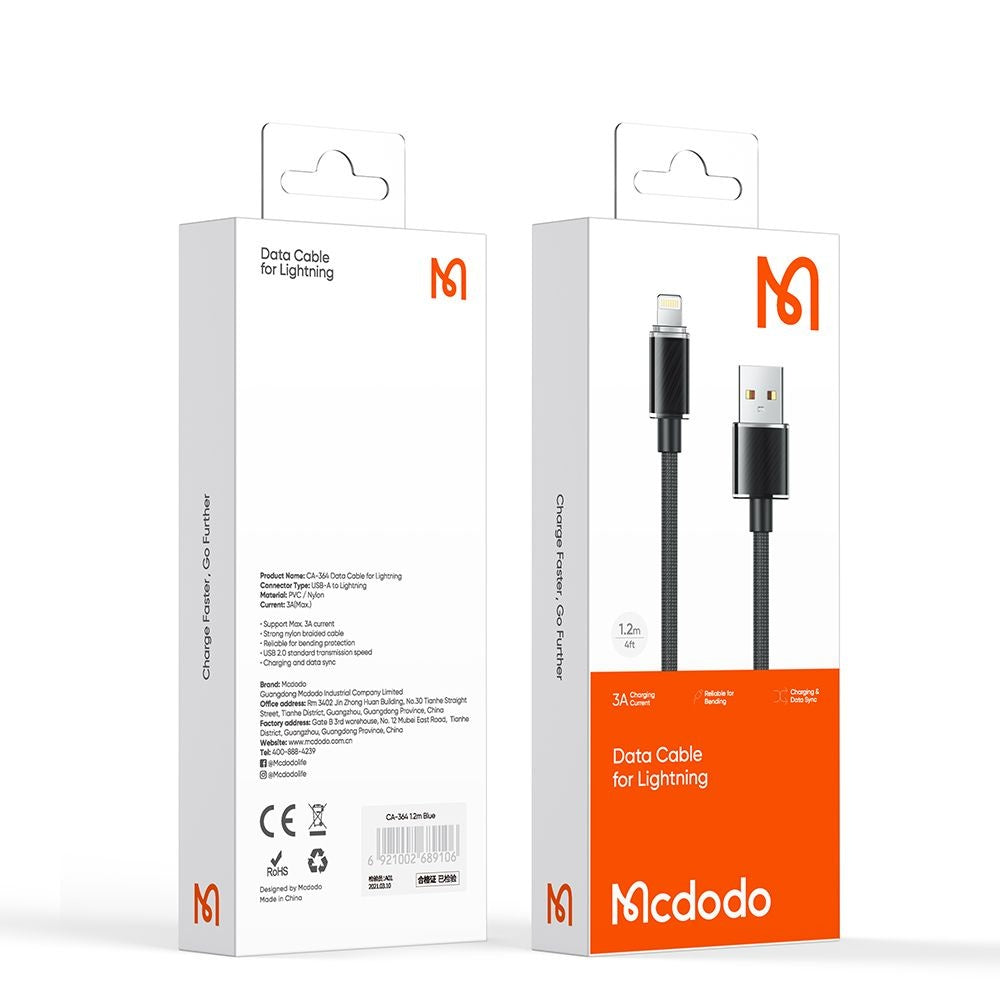 Daten- und Ladekabel USB-C - Lightning McDodo CA-3640, 18W, 1.2m, Schwarz