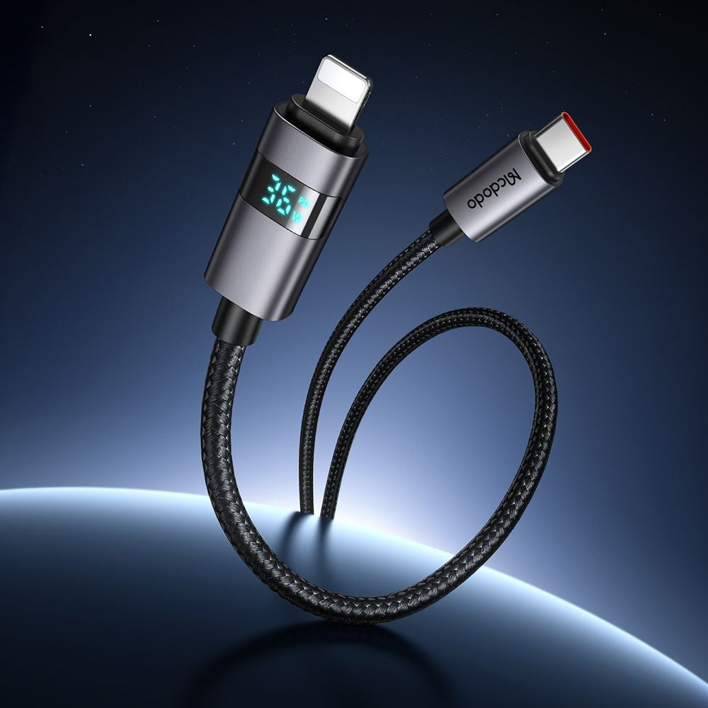 USB-C - Lightning Lade- und Datenkabel McDodo CA-6570 Display, 36W, 1.2m, Schwarz