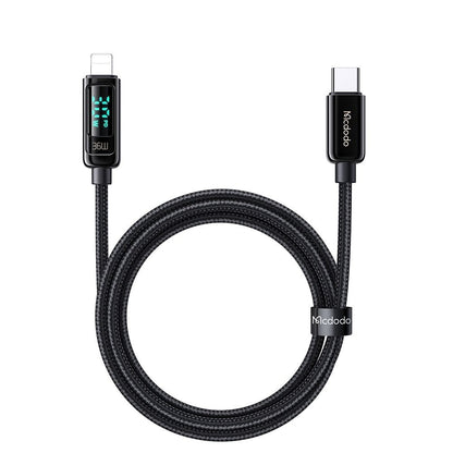 USB-C - Lightning Lade- und Datenkabel McDodo CA-8810 Display, 36W, 1.2m, Schwarz