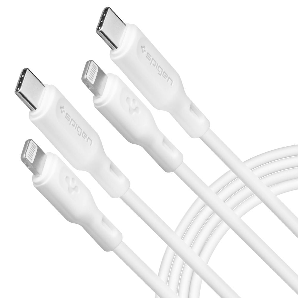 USB-C - Lightning Spigen Durasync Daten- und Ladekabel, 20W, 1m, Weiß, Set mit 2 Stück