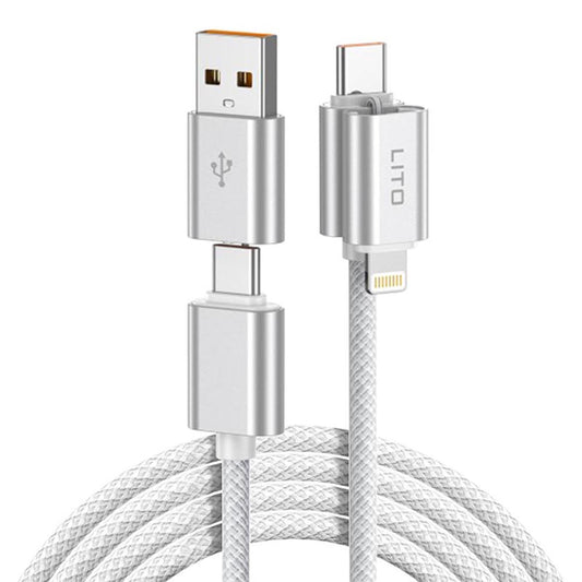 Daten- und Ladekabel USB-C / USB-A - USB-C / Lightning Lito LD21, 100W, 1m, Weiß